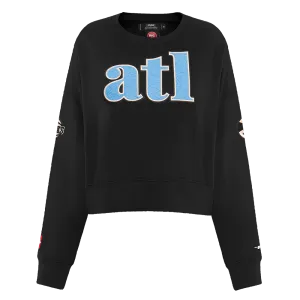 NBA ATLANTA HAWKS CHEST HISTORIC WOMEN'S CREWNECK (BLACK)