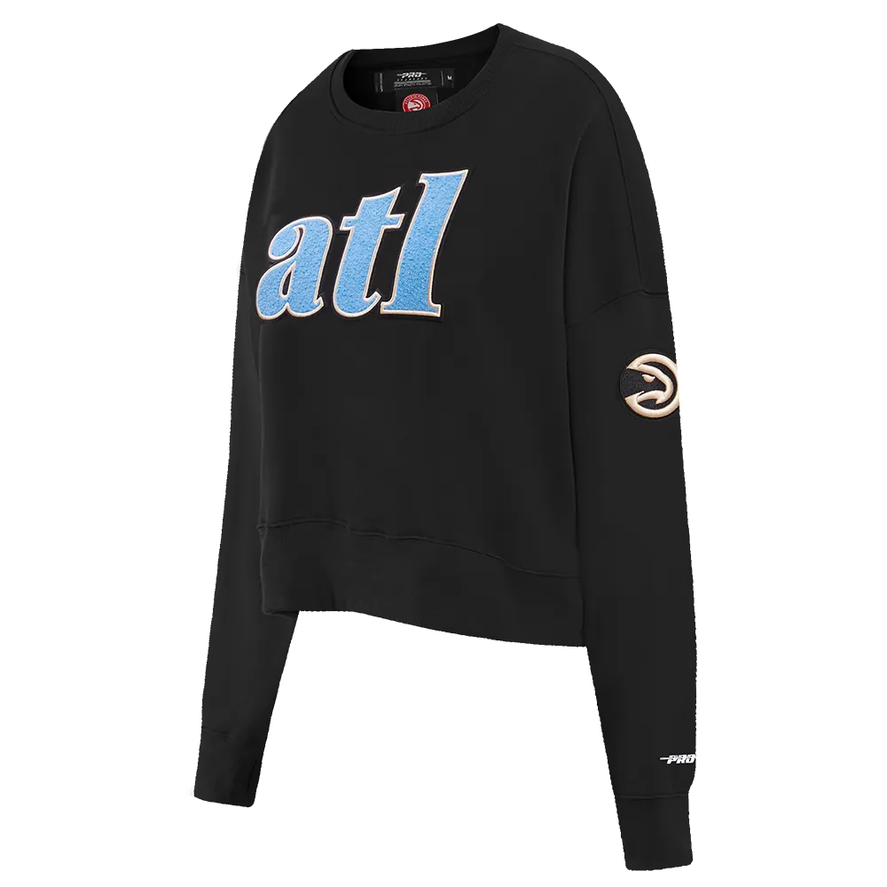 NBA ATLANTA HAWKS CHEST HISTORIC WOMEN'S CREWNECK (BLACK)
