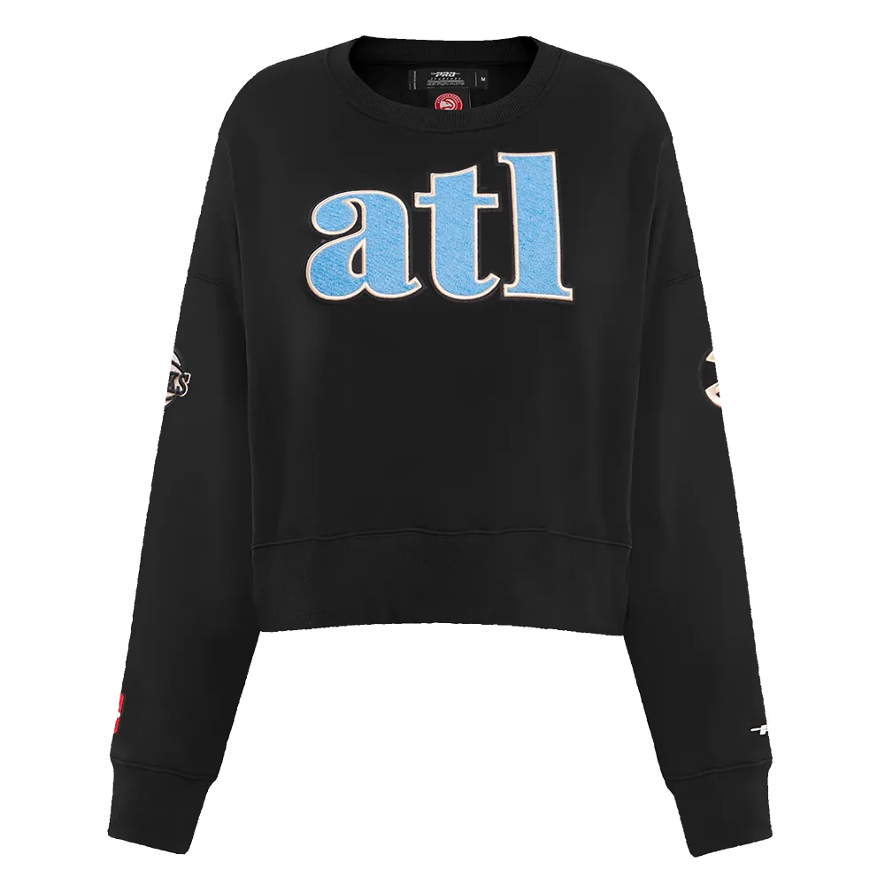 NBA ATLANTA HAWKS CHEST HISTORIC WOMEN'S CREWNECK (BLACK)