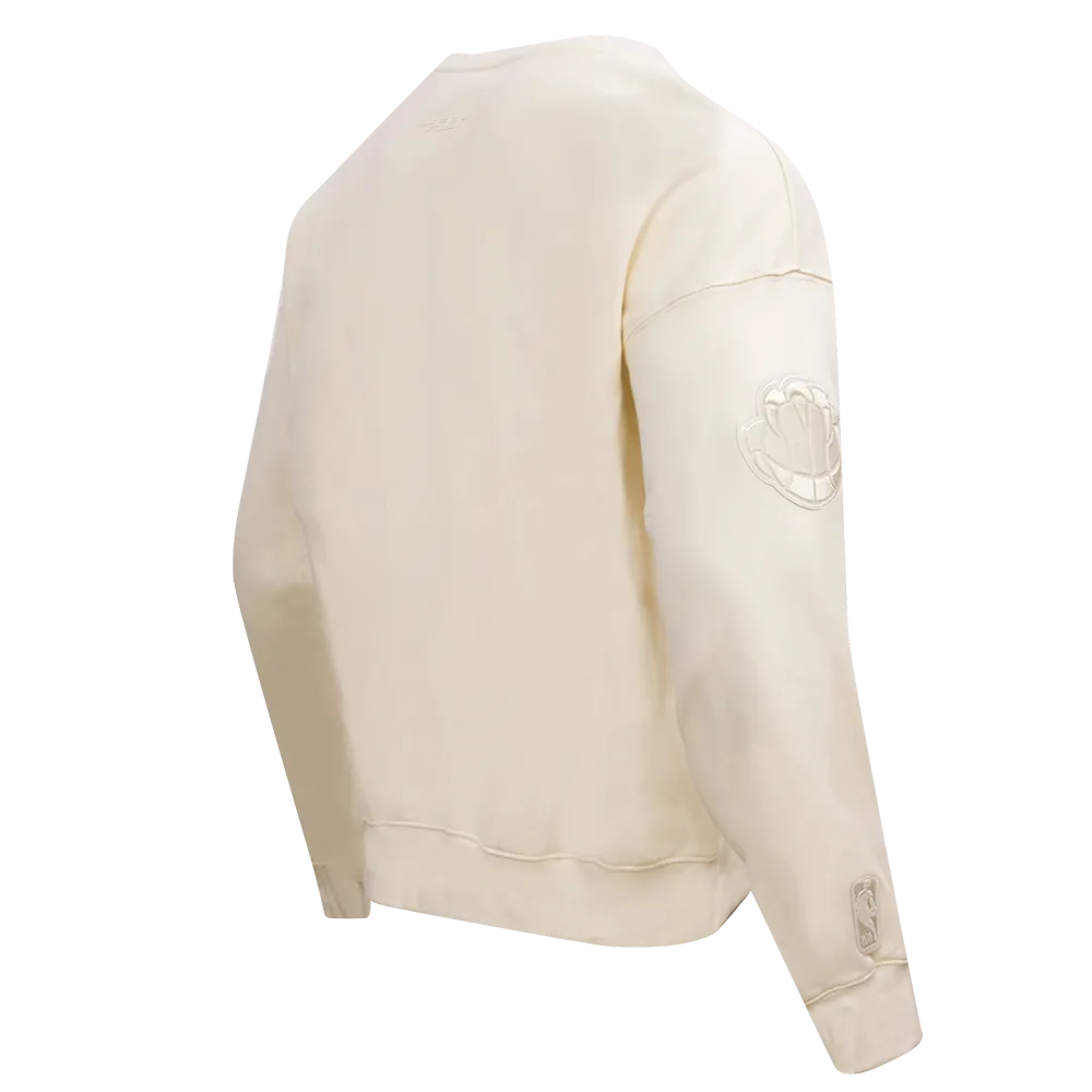 NBA MEMPHIS GRIZZLIES NEUTRAL DROP SHOULDER FLC CREWNECK (EGGSHELL)