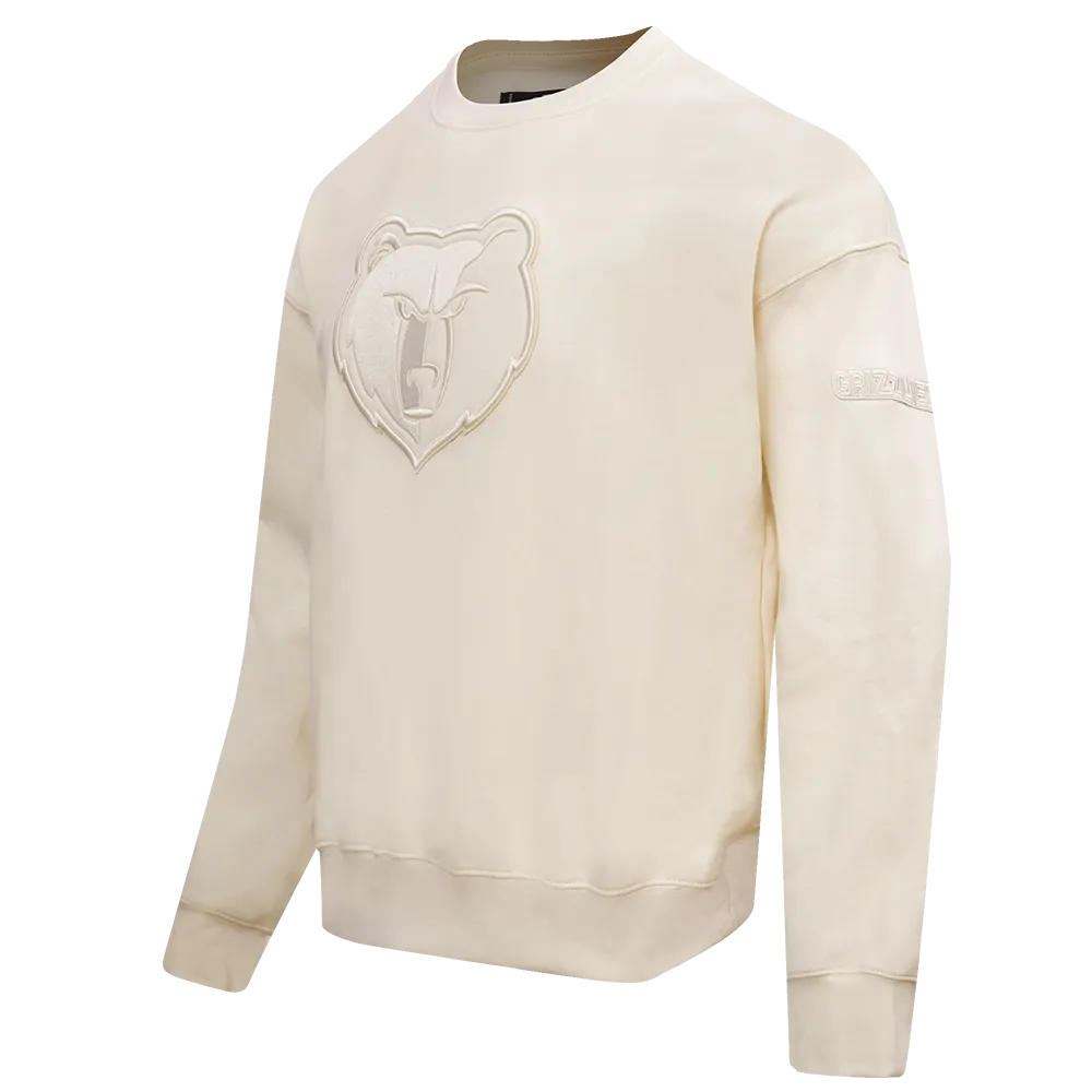 NBA MEMPHIS GRIZZLIES NEUTRAL DROP SHOULDER FLC CREWNECK (EGGSHELL)