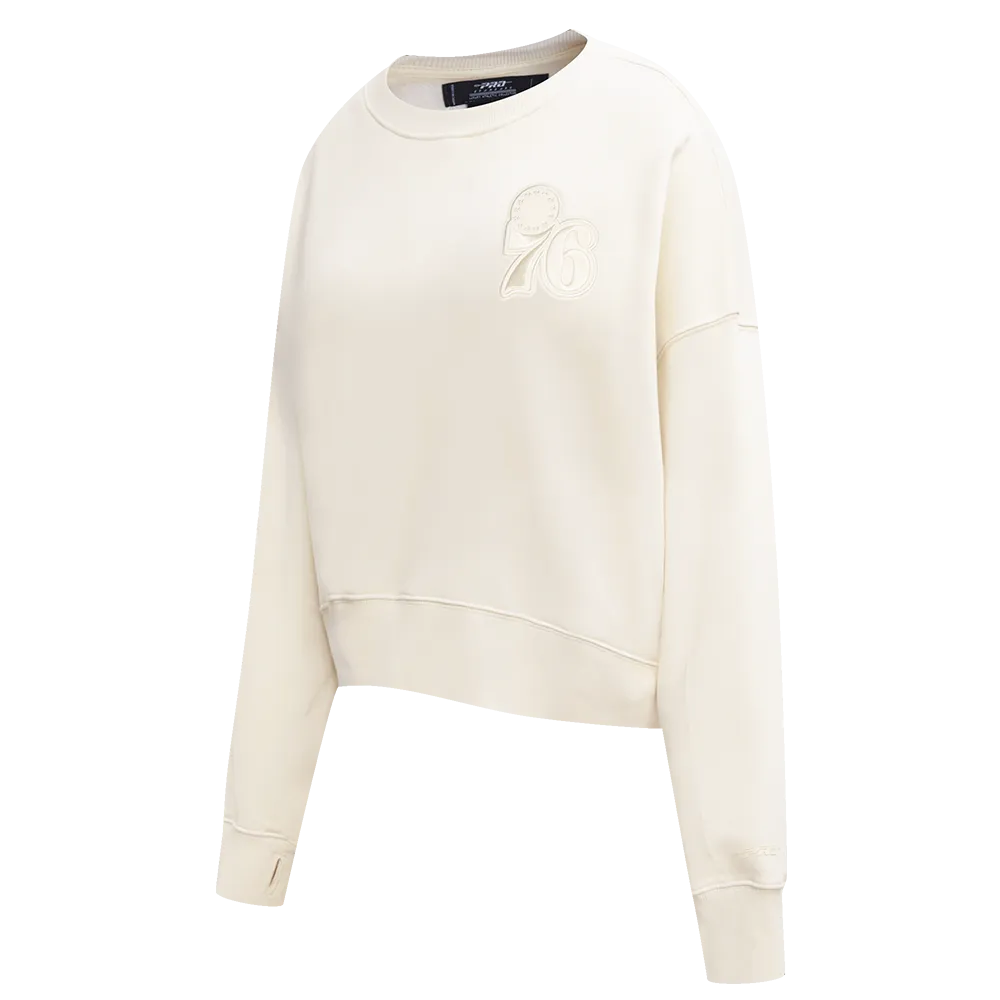 NBA PHILADELPHIA 76ERS NEUTRAL WOMEN'S CREWNECK (EGGSHELL)