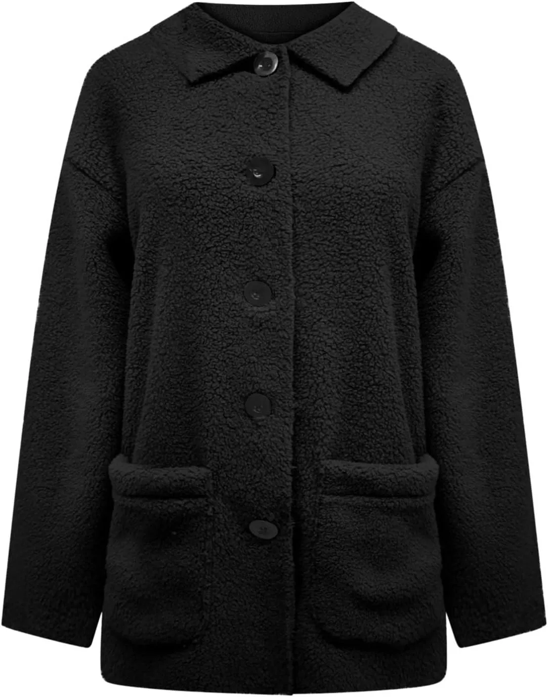 NBXNZWF Women's Winter Coats Long Sleeve Lapel Button Down Fleece Jacket Casual Trendy Fuzzy Warm Outerwear with Pockets