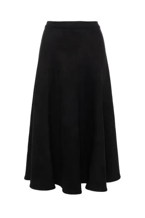 Occasion Dressing Ginger Black Suede Midi Panel Skirt WB5CPT7289