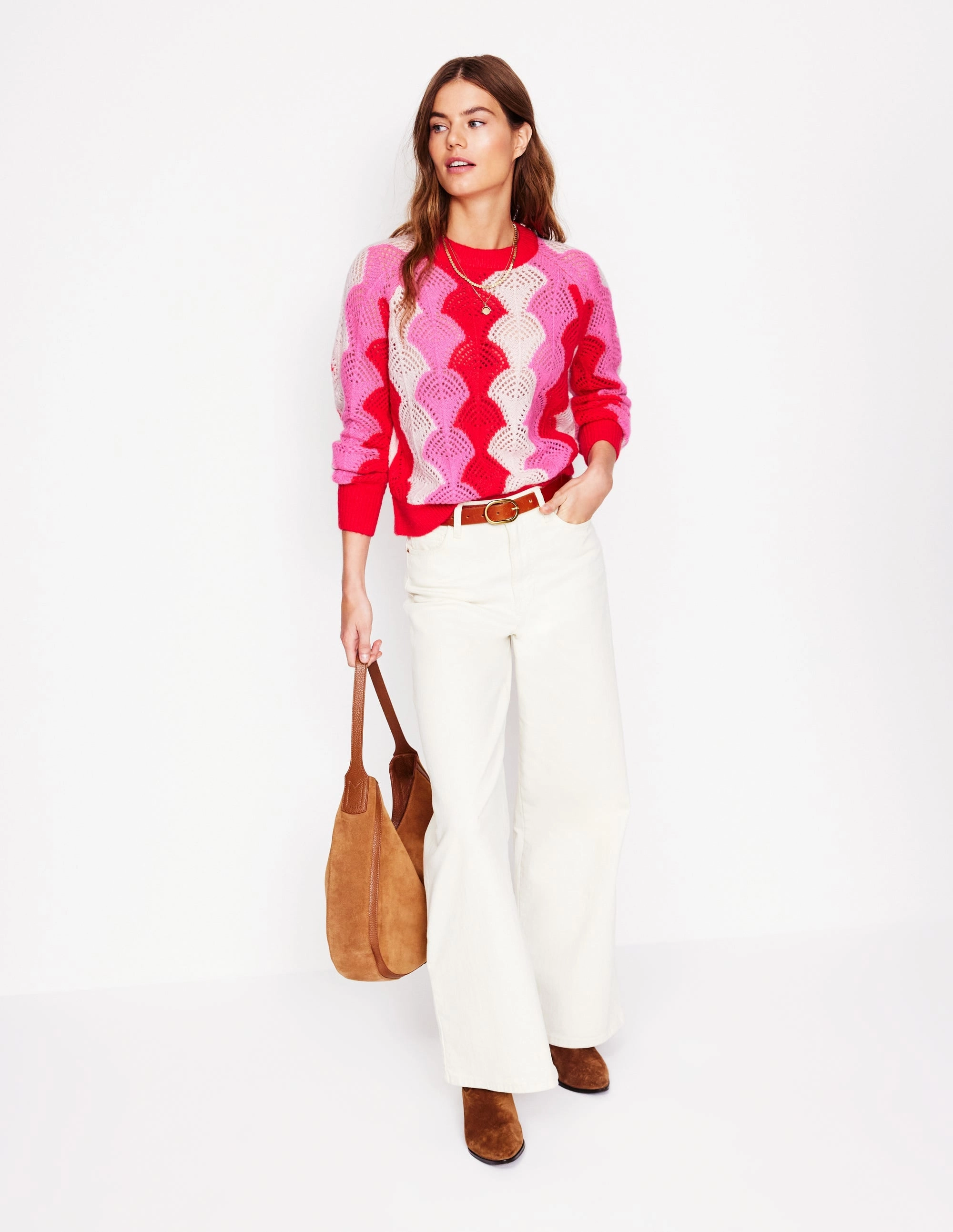 Simple Piece Weekend Outfit Alice Fluffy Raglan Jumper-Poppy Red/ Chalk/ Tickled Pink