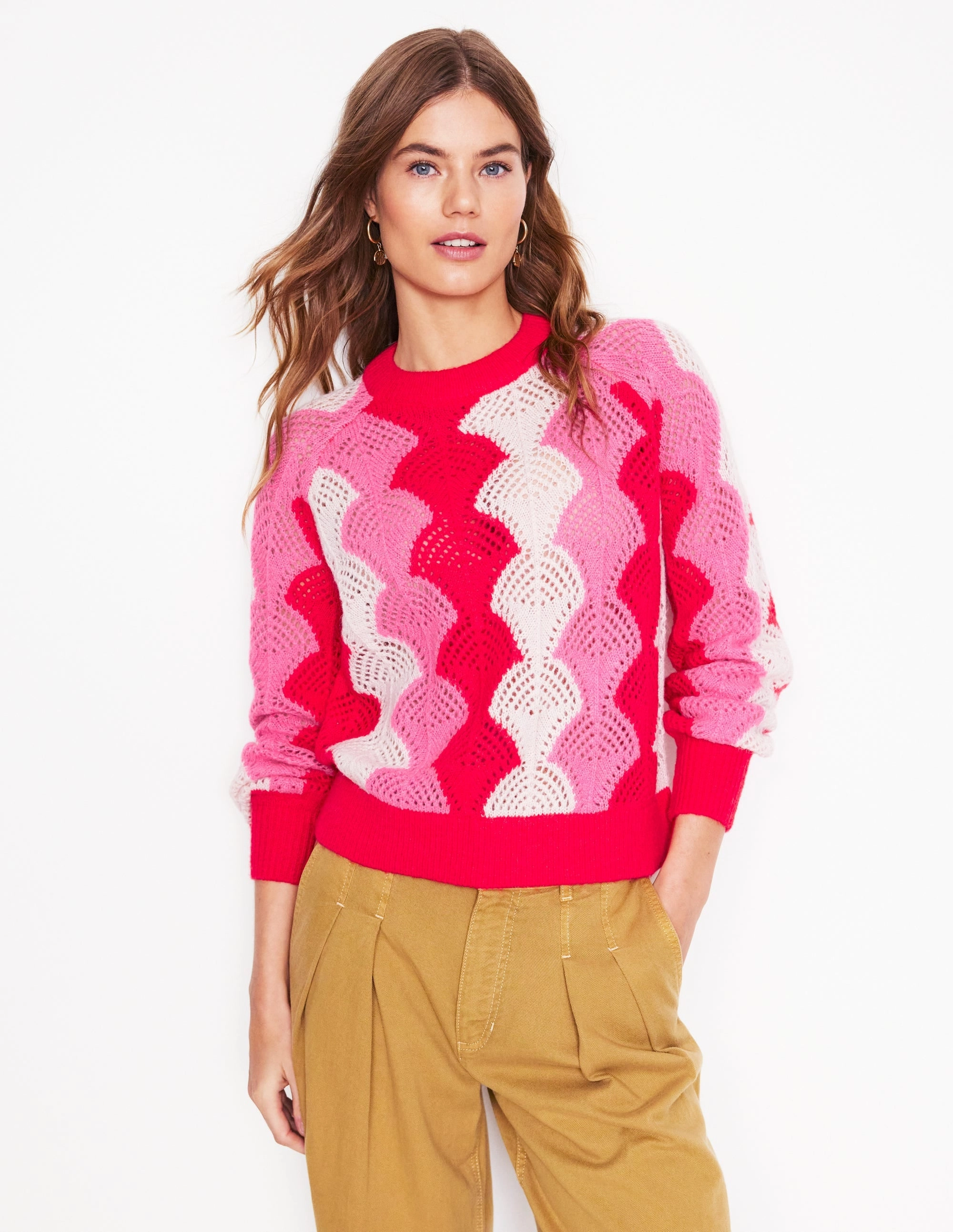 Alice Fluffy Raglan Jumper-Poppy Red/ Chalk/ Tickled Pink Chill Vibe All Fit Look