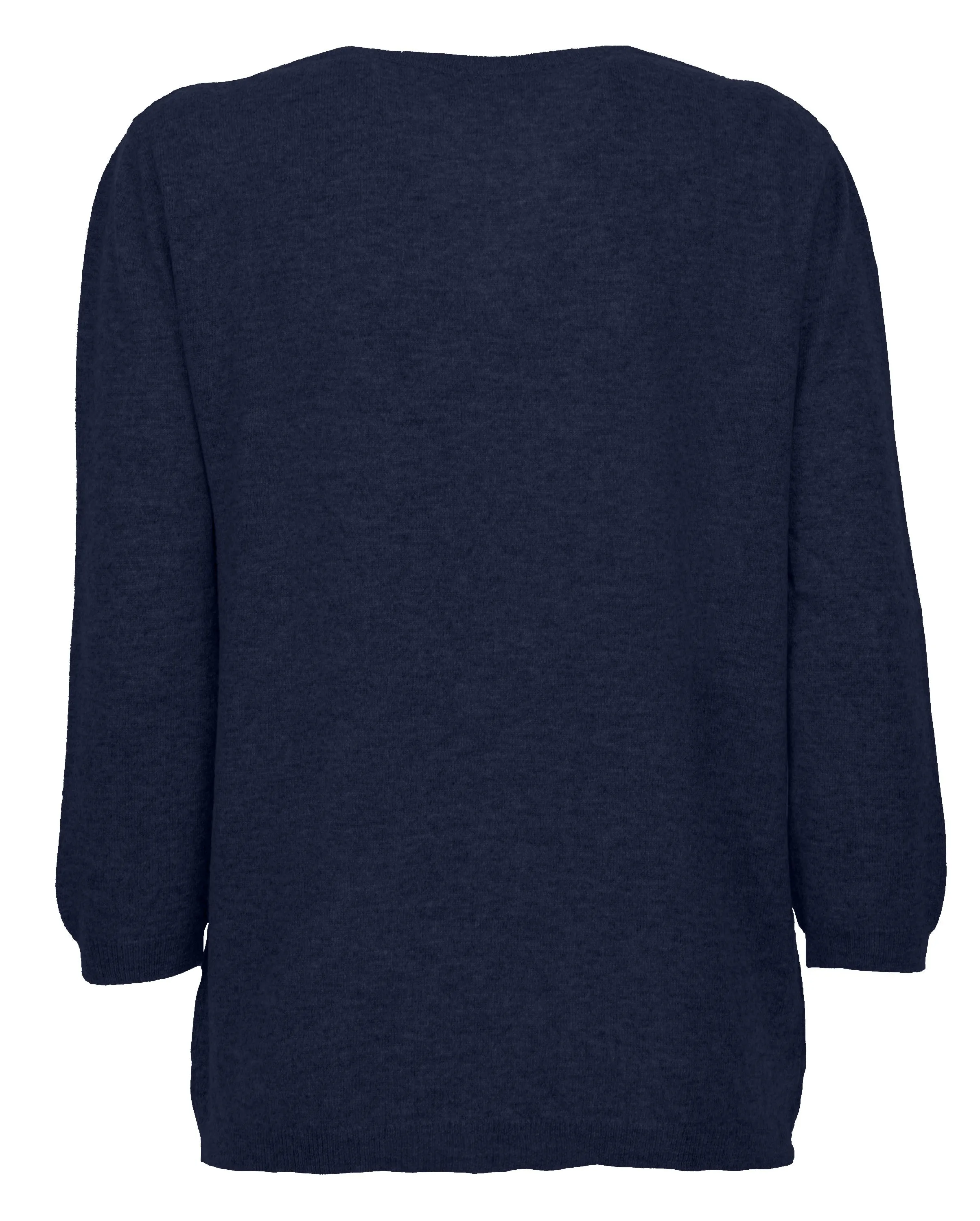 NEW FALL 24 - Women's Cashmere 3/4 Sleeve Wide V-Neck Jumper Night Blue