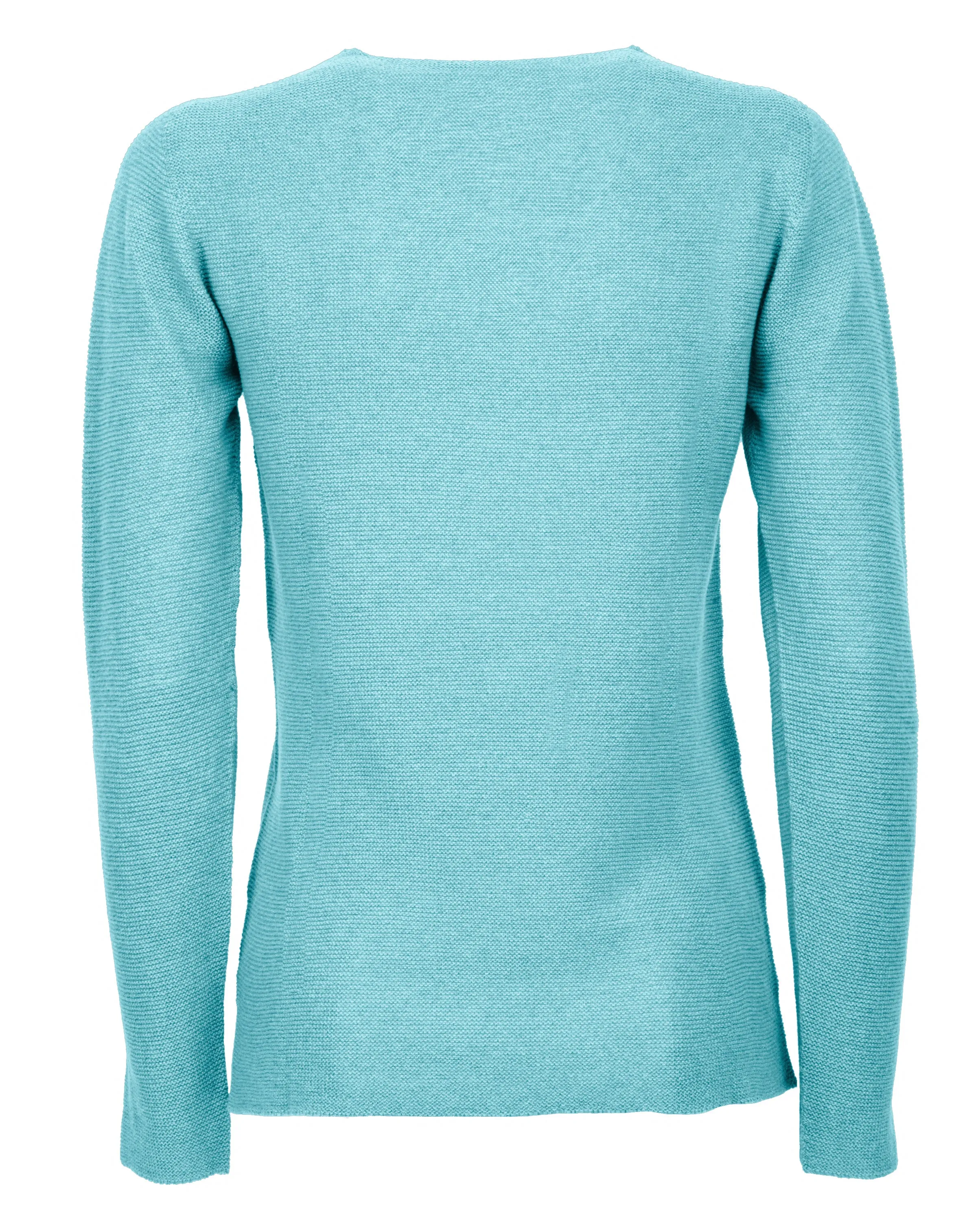NEW FALL 24 - Women's Pure Cashmere Links Stitch V-Neck Cyan