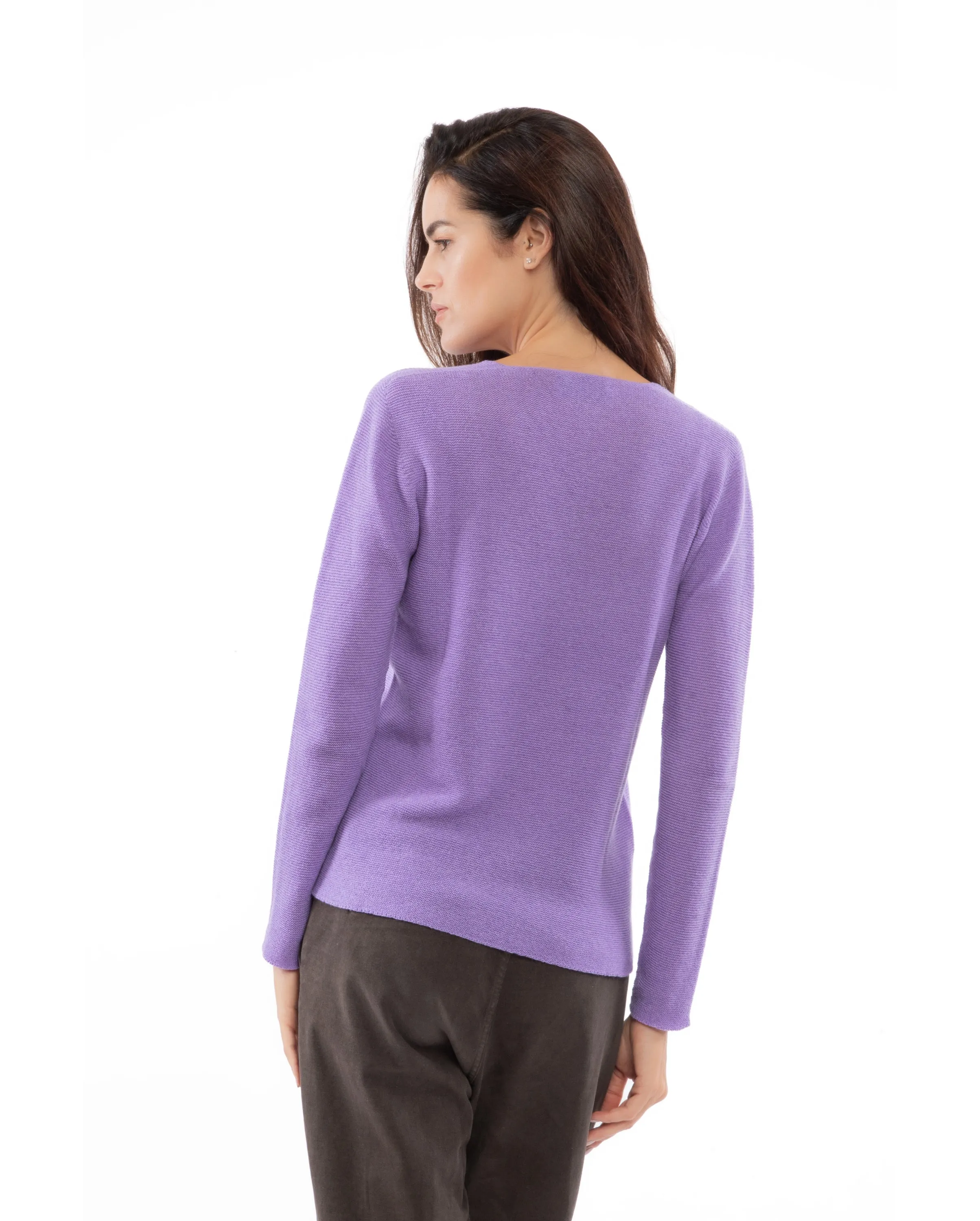 NEW FALL 24 - Women's Pure Cashmere Links Stitch V-Neck Cyan
