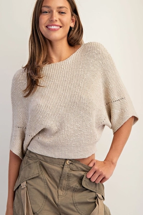 New Beginnings Oatmeal Sweater FlexibleRibbing