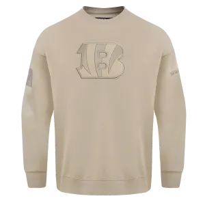 NFL CINCINNATI BENGALS NEUTRAL DROP SHOULDER FLC CREWNECK (TAUPE)
