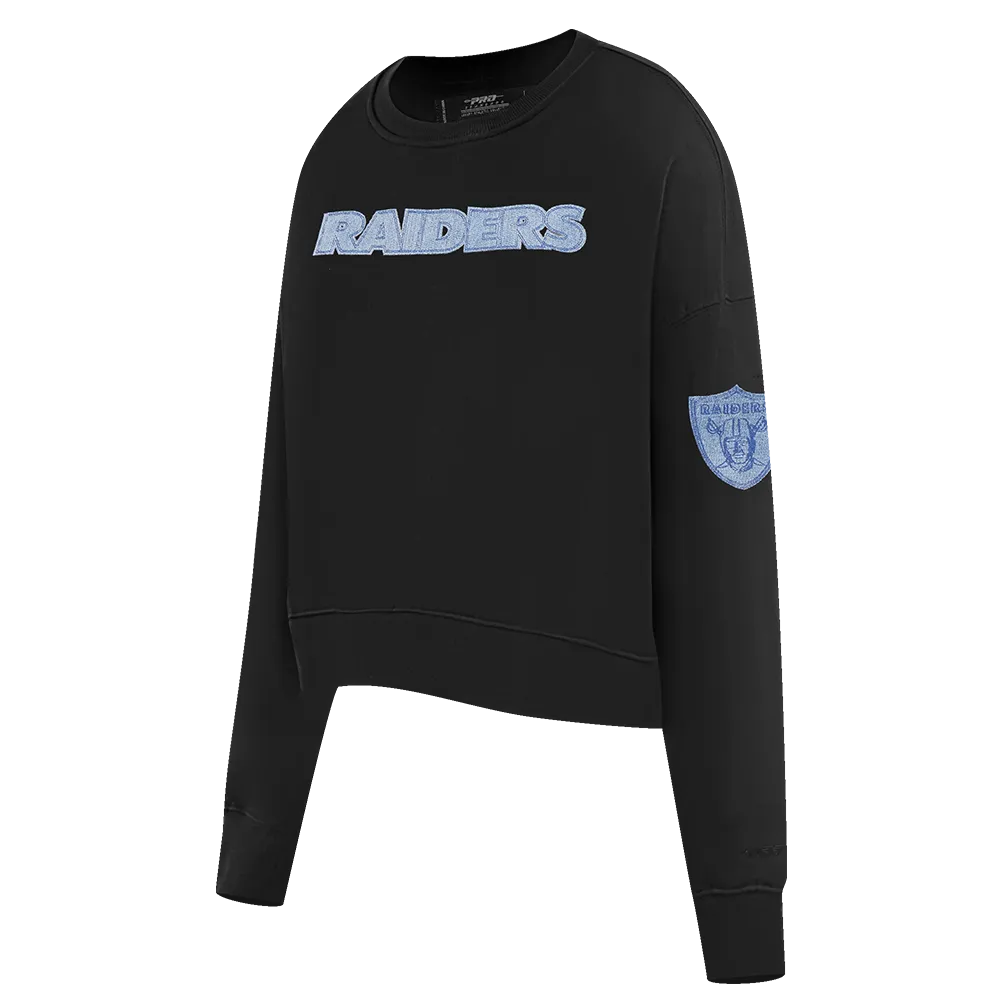 NFL LAS VEGAS RAIDERS VARSITY BLUES WOMEN'S CREWNECK (BLACK)