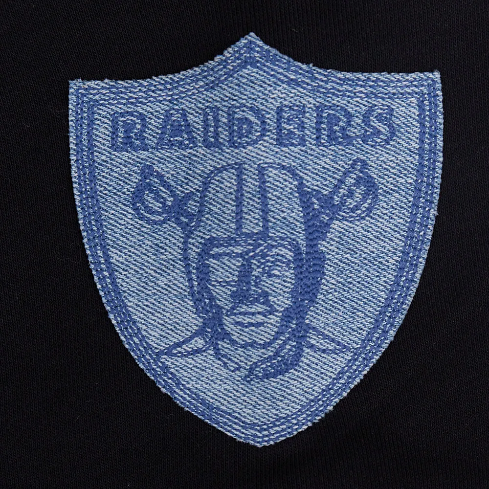 NFL LAS VEGAS RAIDERS VARSITY BLUES WOMEN'S CREWNECK (BLACK)