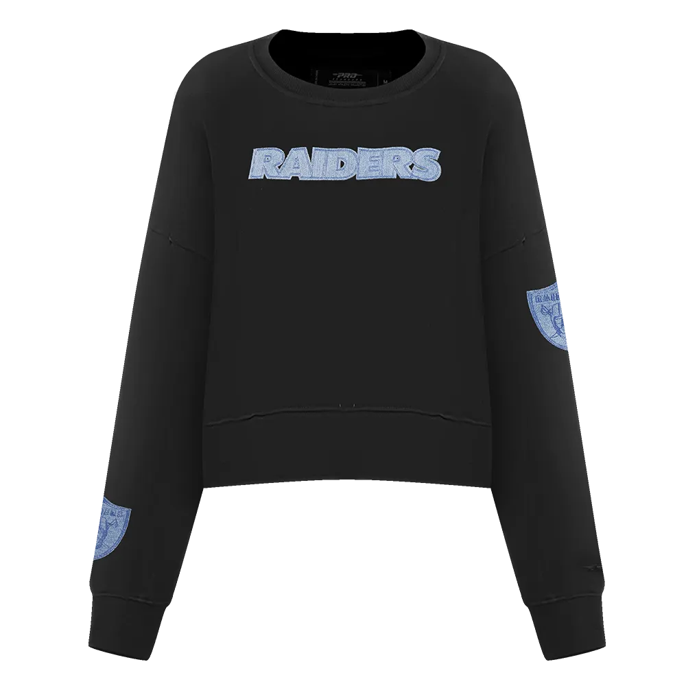 NFL LAS VEGAS RAIDERS VARSITY BLUES WOMEN'S CREWNECK (BLACK)