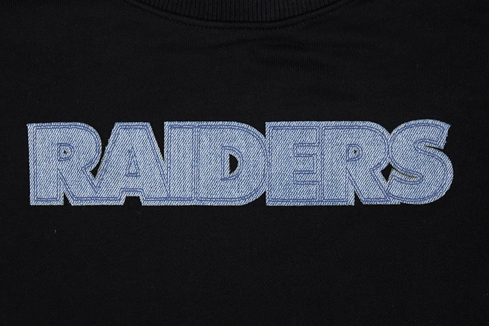 NFL LAS VEGAS RAIDERS VARSITY BLUES WOMEN'S CREWNECK (BLACK)