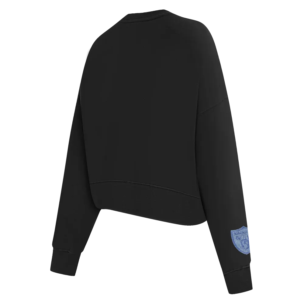 NFL LAS VEGAS RAIDERS VARSITY BLUES WOMEN'S CREWNECK (BLACK)
