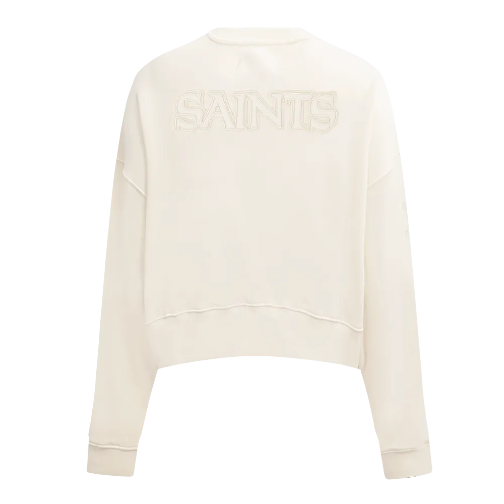 NFL NEW ORLEANS SAINTS NEUTRAL WOMEN'S FLC CREWNECK (EGGSHELL)