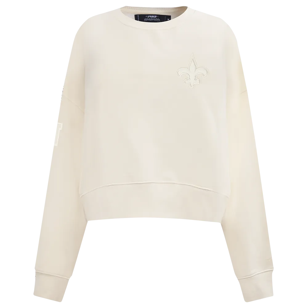 NFL NEW ORLEANS SAINTS NEUTRAL WOMEN'S FLC CREWNECK (EGGSHELL)