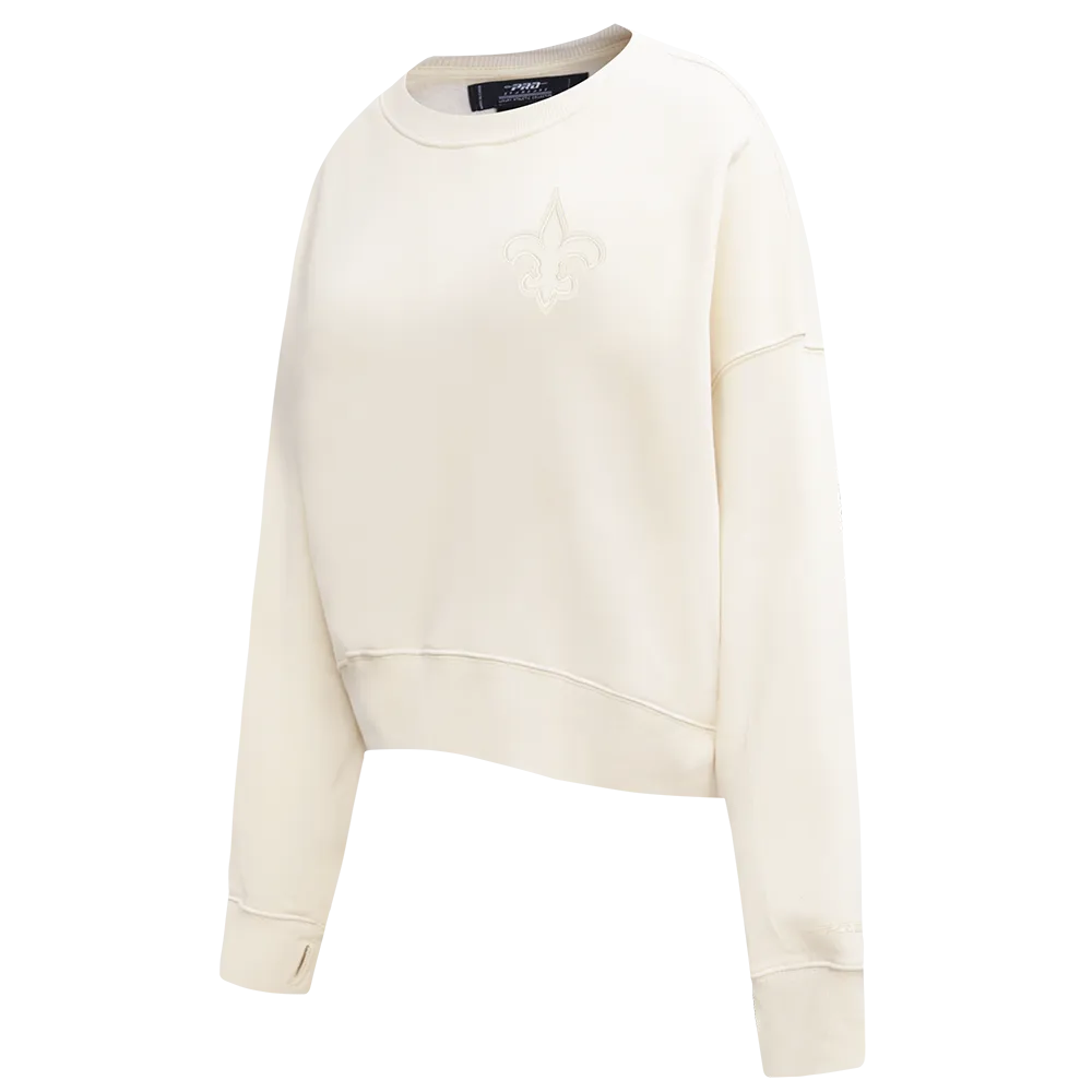 NFL NEW ORLEANS SAINTS NEUTRAL WOMEN'S FLC CREWNECK (EGGSHELL)
