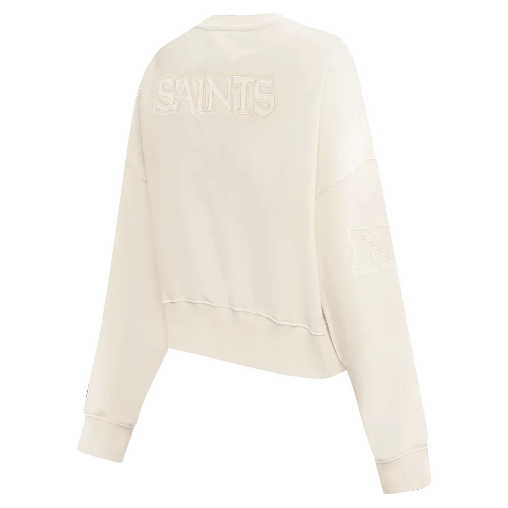 NFL NEW ORLEANS SAINTS NEUTRAL WOMEN'S FLC CREWNECK (EGGSHELL)
