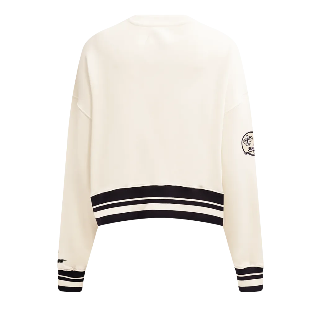 NFL NEW ORLEANS SAINTS RETRO CLASSIC WOMEN'S CREWNECK (EGGSHELL/BLACK)