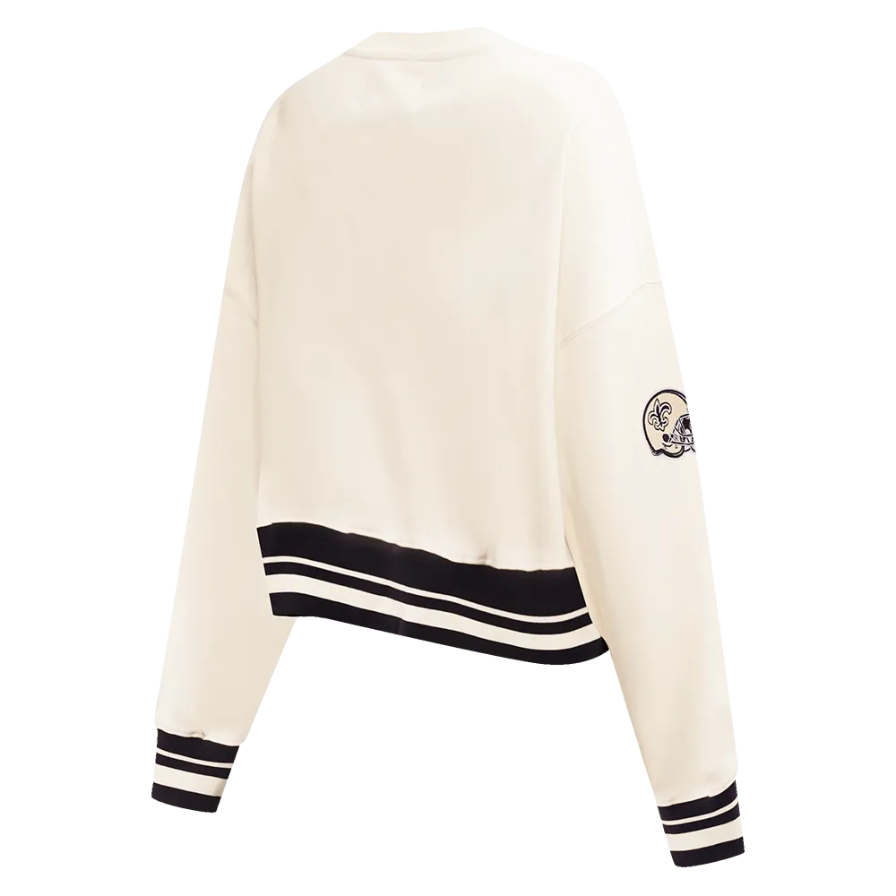 NFL NEW ORLEANS SAINTS RETRO CLASSIC WOMEN'S CREWNECK (EGGSHELL/BLACK)