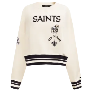 NFL NEW ORLEANS SAINTS RETRO CLASSIC WOMEN'S CREWNECK (EGGSHELL/BLACK)