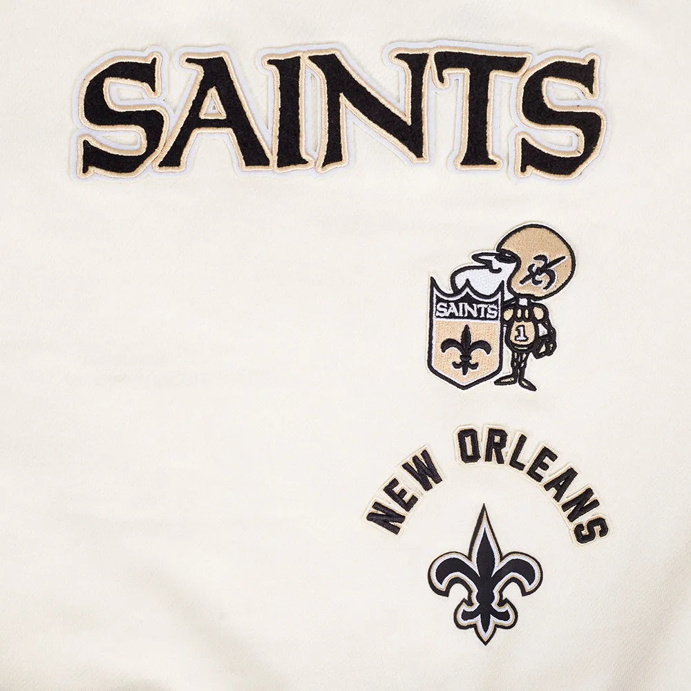 NFL NEW ORLEANS SAINTS RETRO CLASSIC WOMEN'S CREWNECK (EGGSHELL/BLACK)