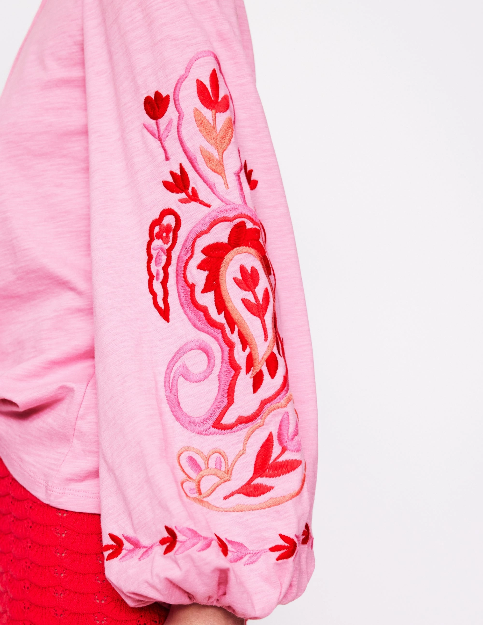 LowImpact Manufacturing Nia Embroidered Top-Formica Pink