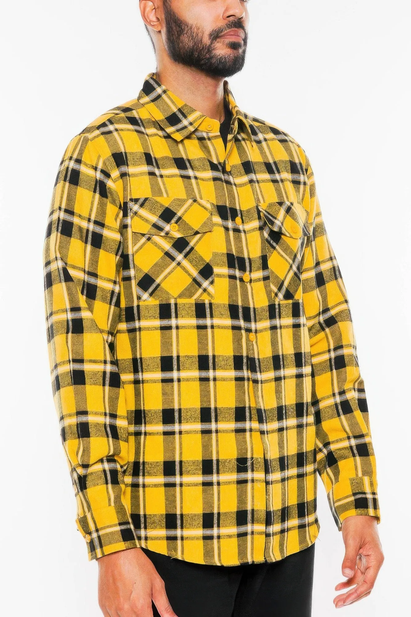 NicholesGifts Men Long Sleeve Flannel Full Plaid Checkered Shirt