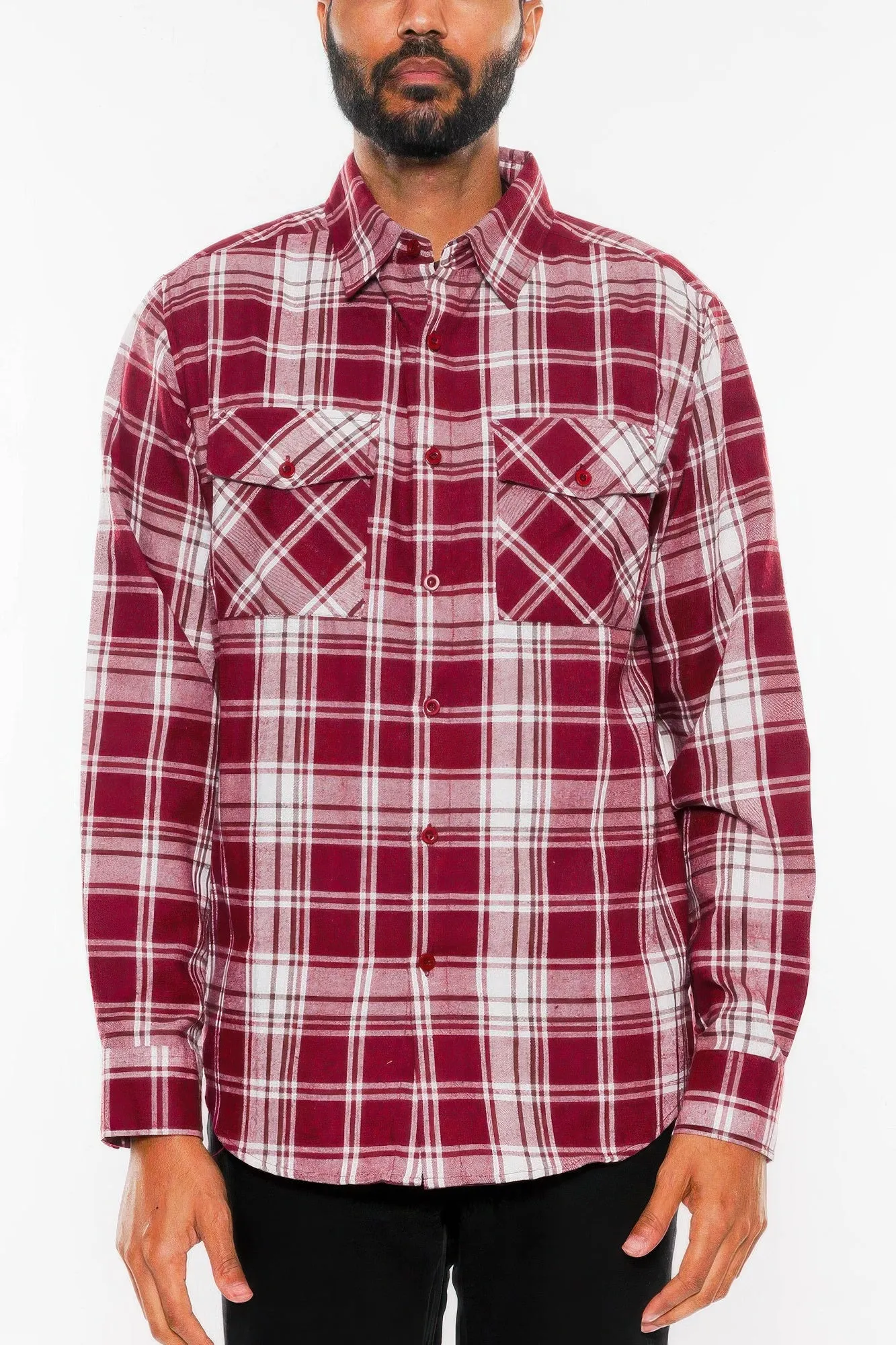 NicholesGifts Men Long Sleeve Flannel Full Plaid Checkered Shirt