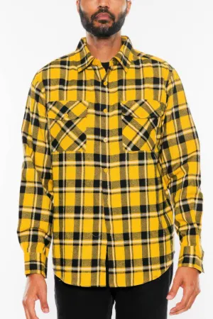 NicholesGifts Men Long Sleeve Flannel Full Plaid Checkered Shirt