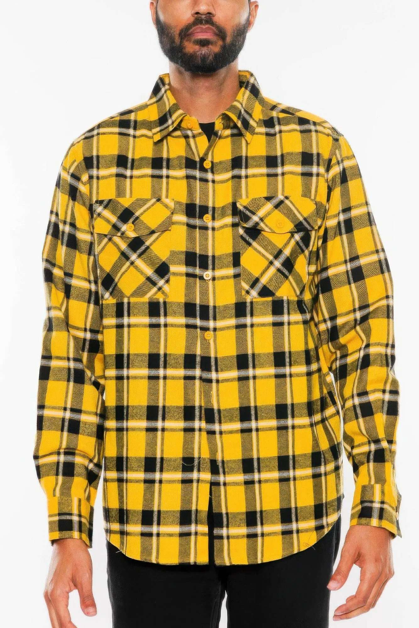NicholesGifts Men Long Sleeve Flannel Full Plaid Checkered Shirt