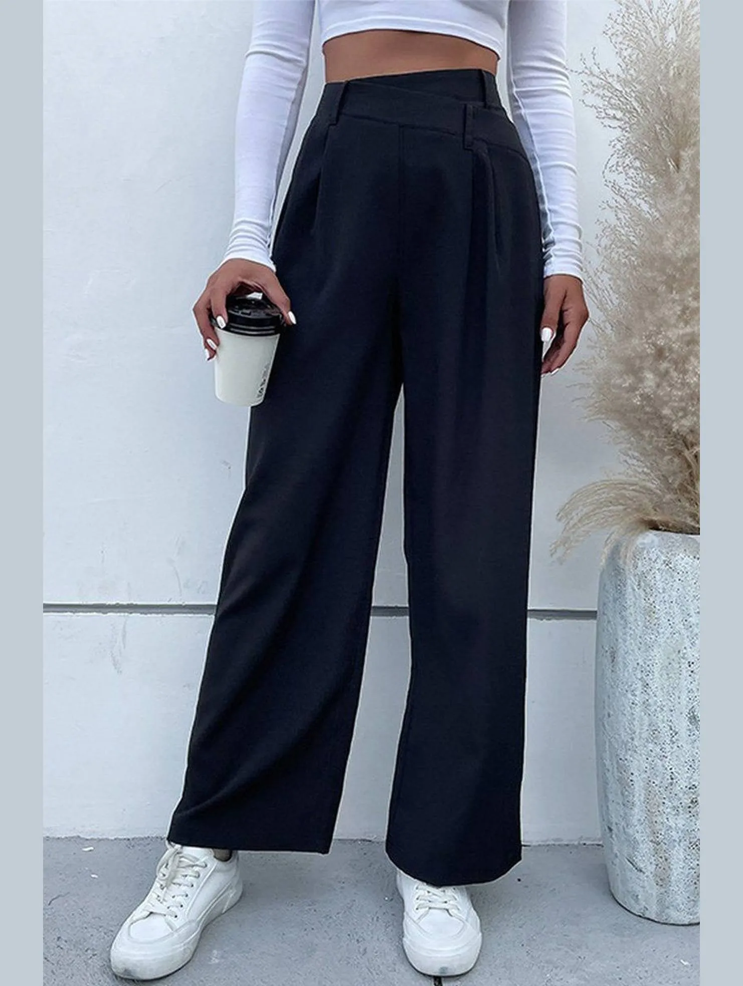 WOMEN STRAIGHT LEG LONG PANTS WITH POCKETS Eco Friendly Dyeing Chilly Layering