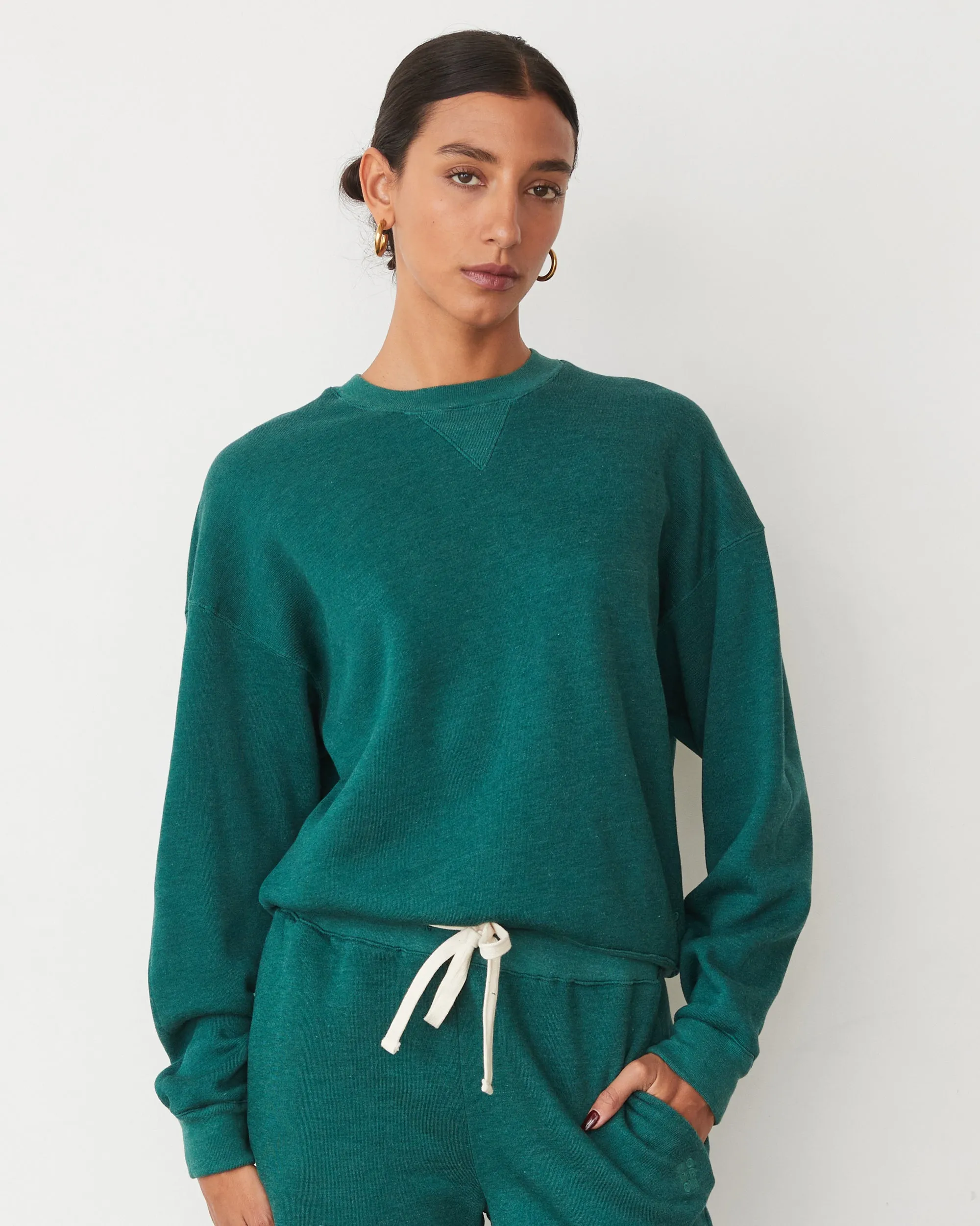 Tear Resistant Reinforcement MicroPerforated Details Teddy Fleece Crew Neck Sweatshirt
