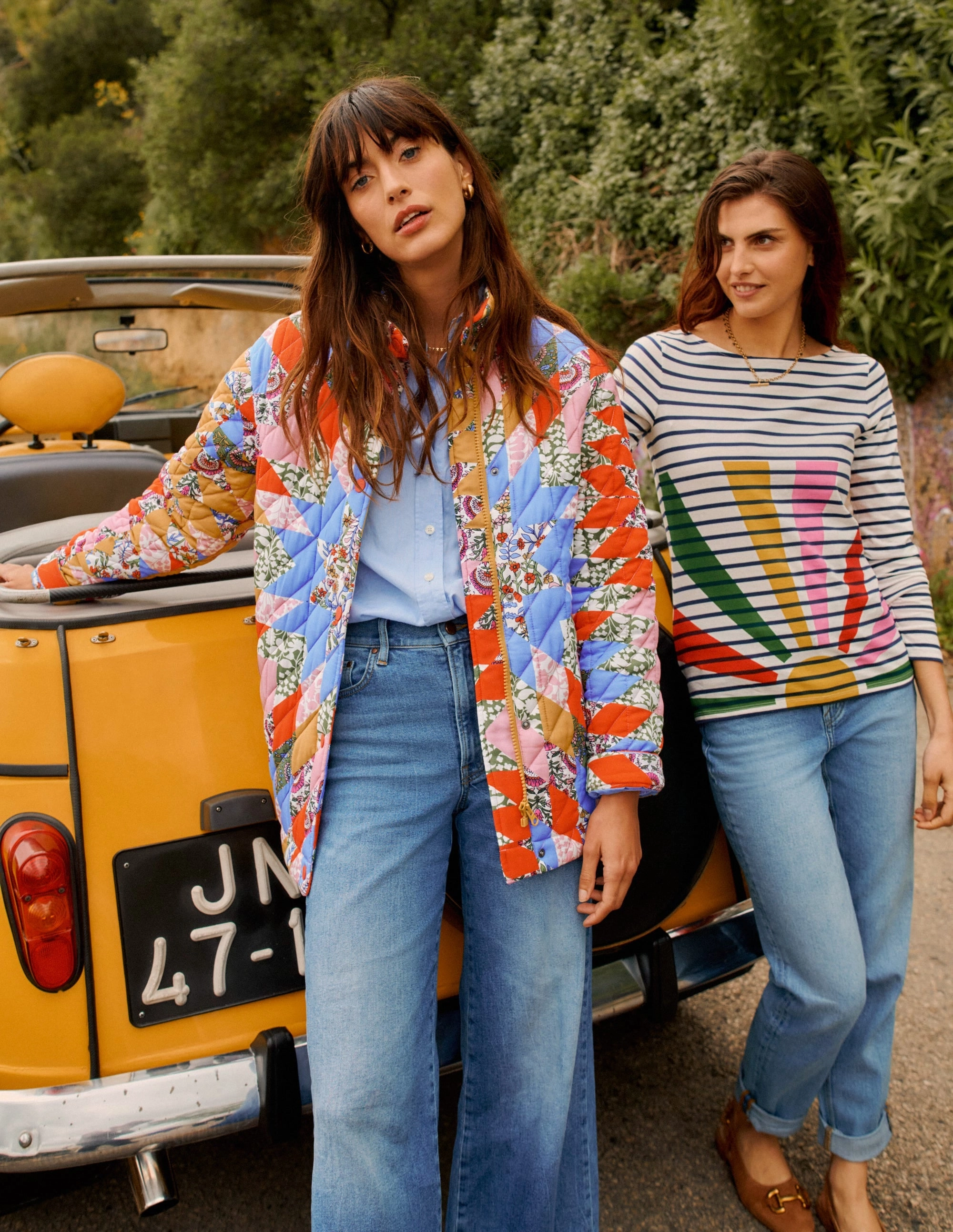 Sustainable Waterproofing Reinforced Hem Ella Long Sleeve Breton-Multi, Sunshine Pop