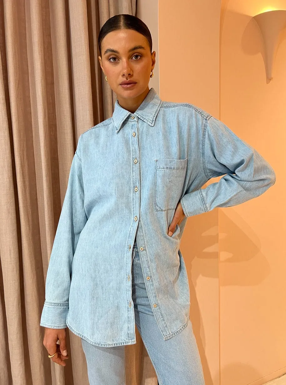 Nobody Tessa Denim Shirt in Cooler Blue
