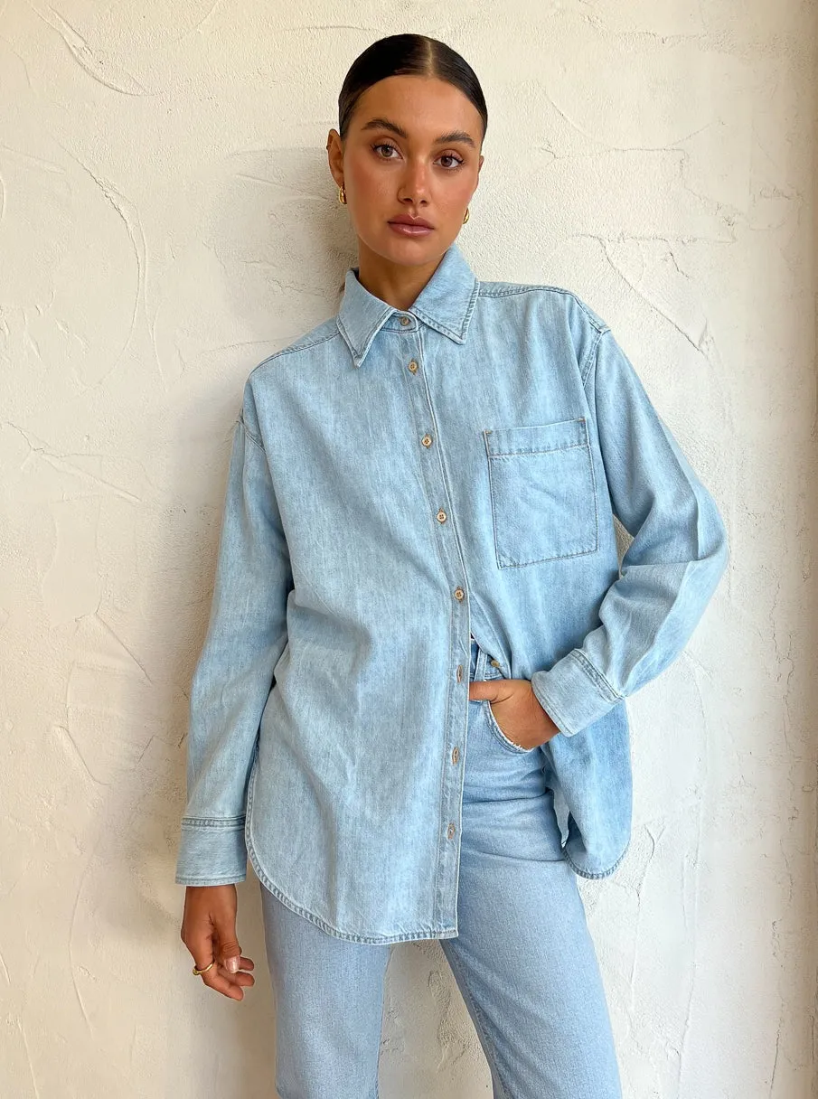 Nobody Tessa Denim Shirt in Cooler Blue