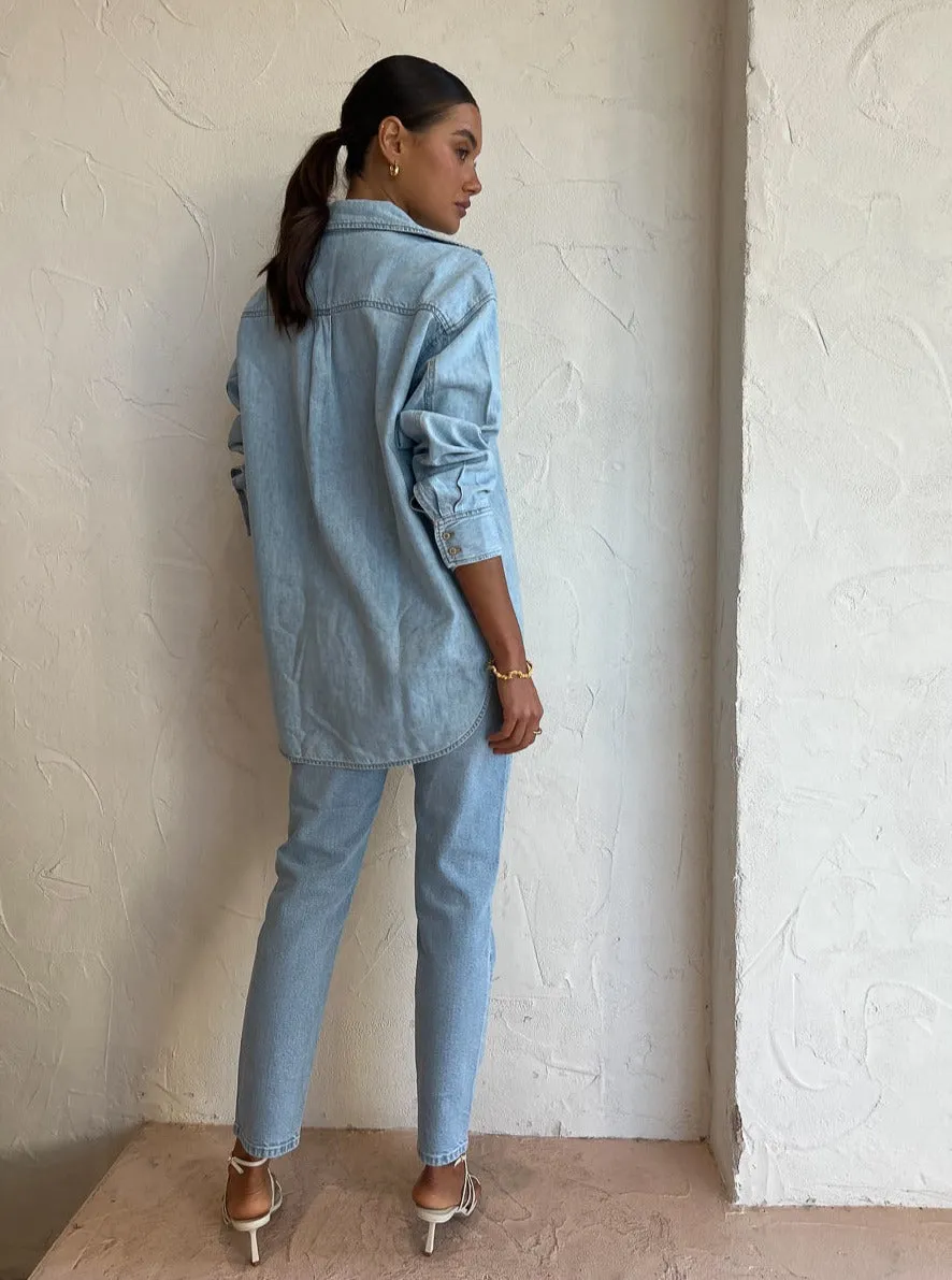Nobody Tessa Denim Shirt in Cooler Blue