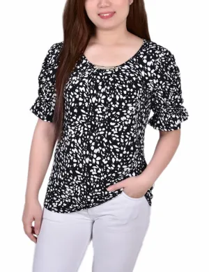 UPF Protective Fabric simple design Elbow Cuffed Sleeve Hardware Top