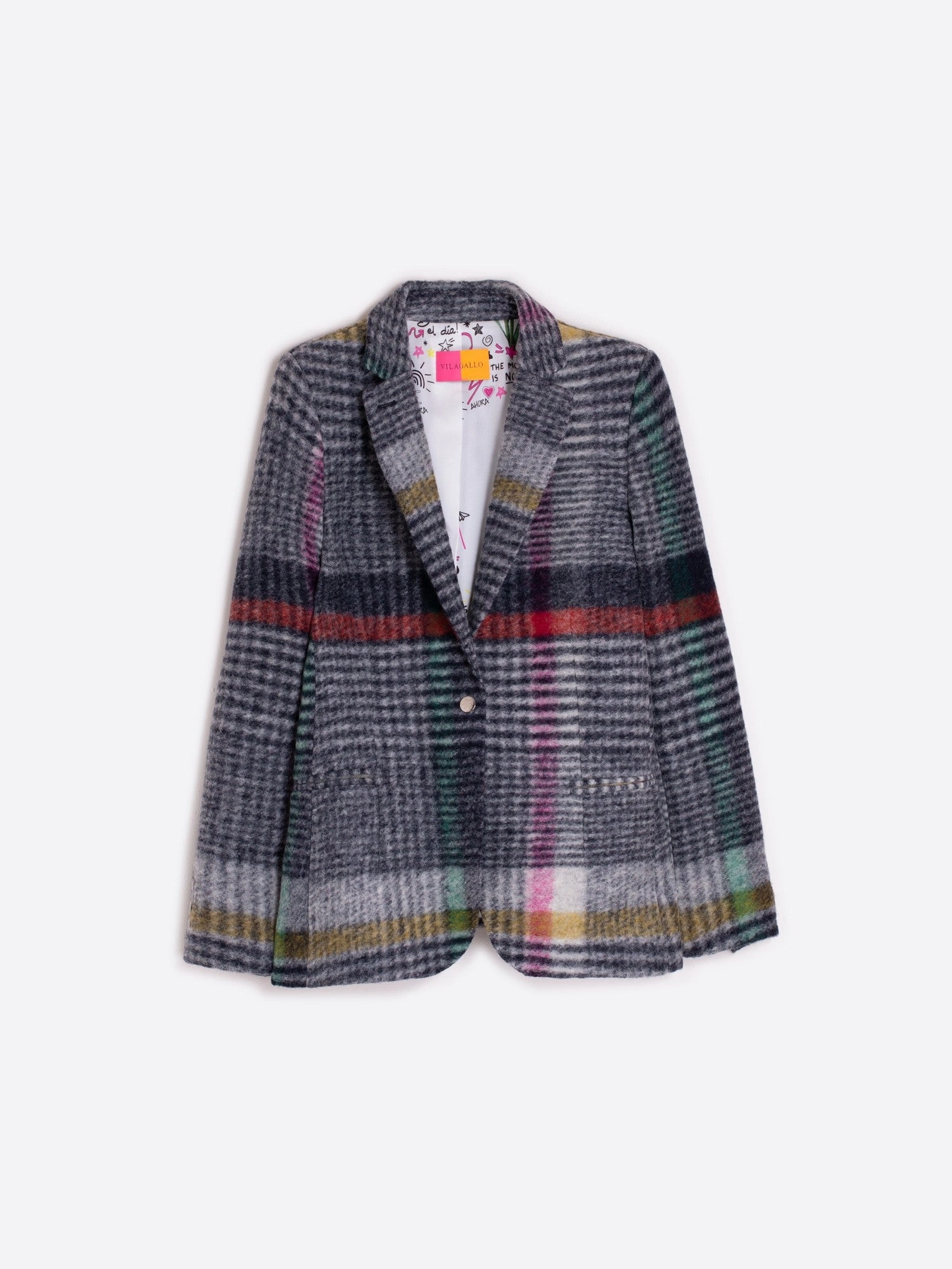 MIXED PLAID BLAZER Fashion Protection popular in America