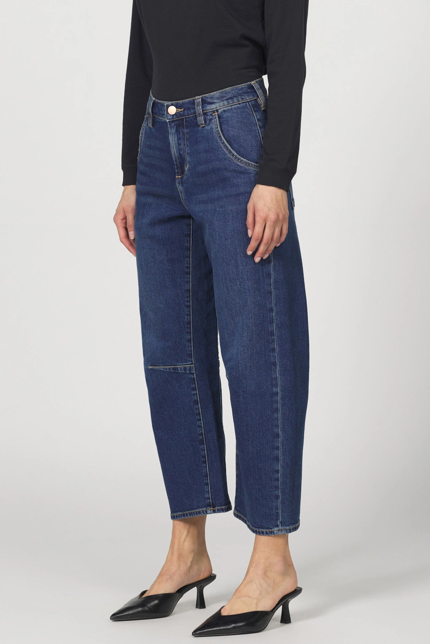 Dear John Lasso High Rise Clean Hem Denim Jean in Denali Low Impact Manufacturing StretchComfort