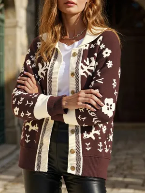 Comfy Feel AllDayComfort Loose Cardigan Square Neck Button Knit Sweater