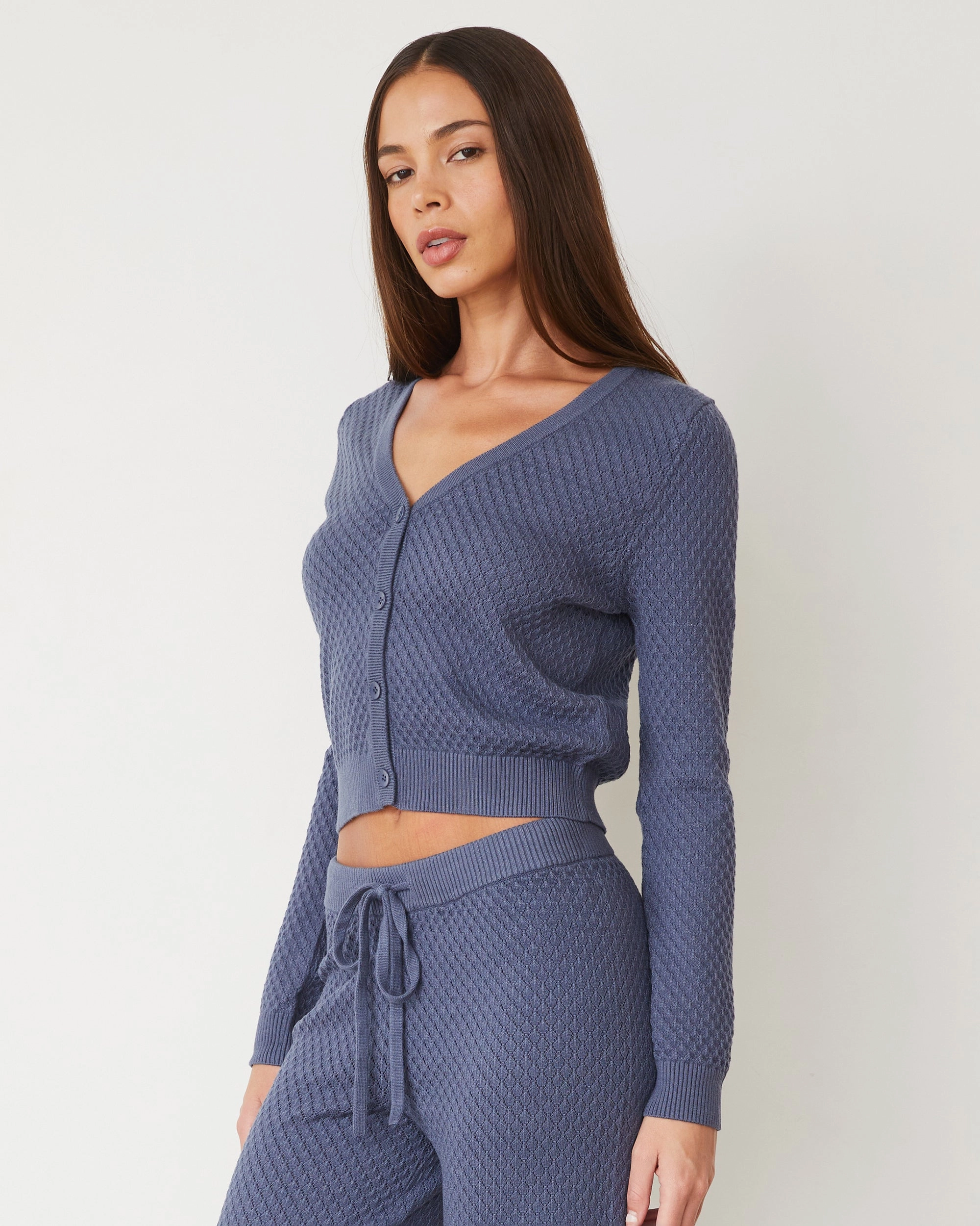 BreathableMaterial Soft Brushed Lining Softknit French Waffle Cardigan