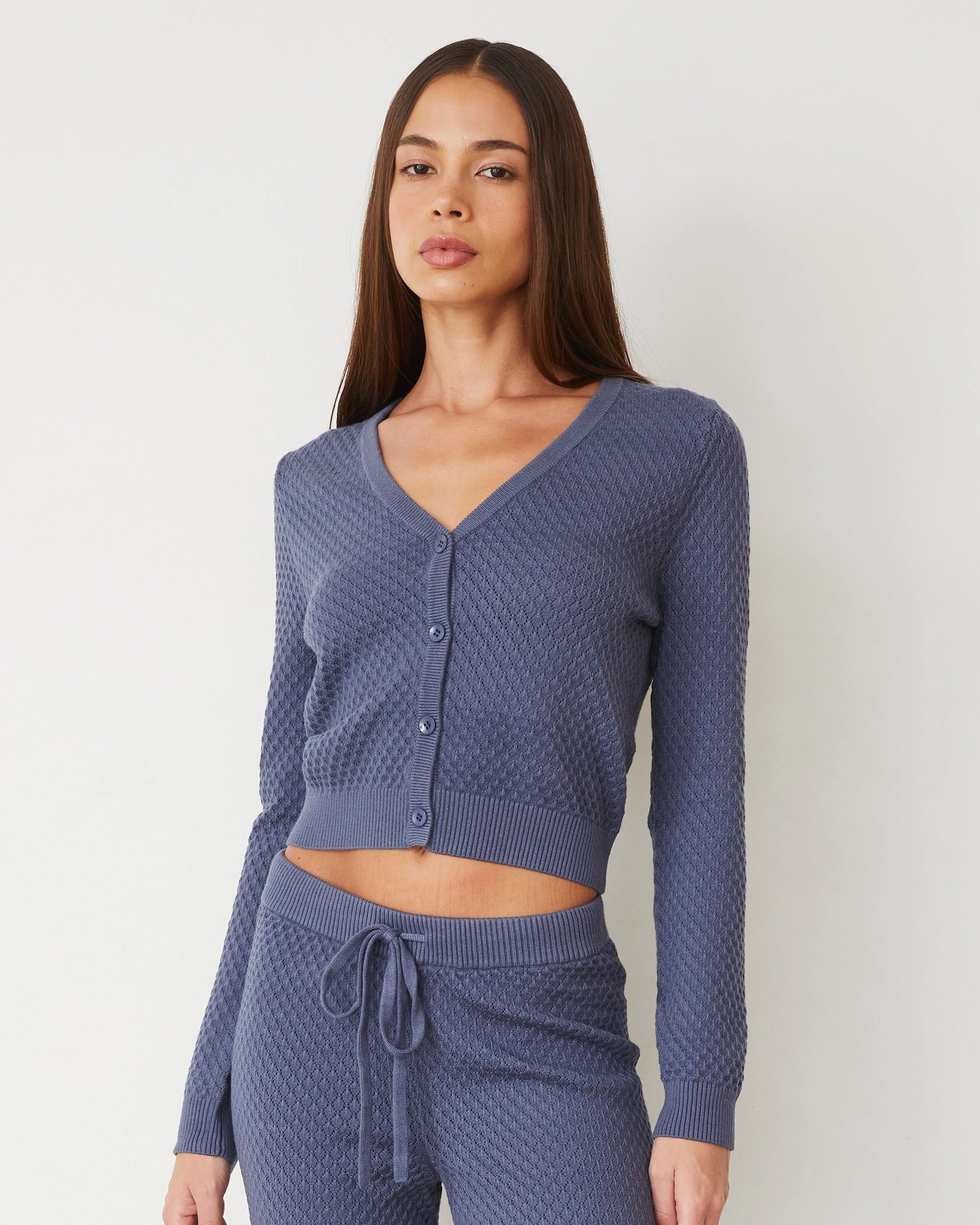 Softknit French Waffle Cardigan Zero Waste Production Label DoubleStitched Hem