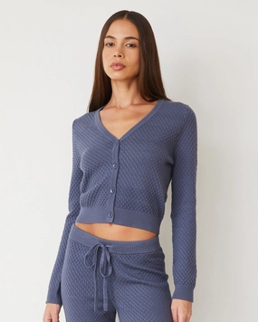 Softknit French Waffle Cardigan Zero Waste Production Label DoubleStitched Hem