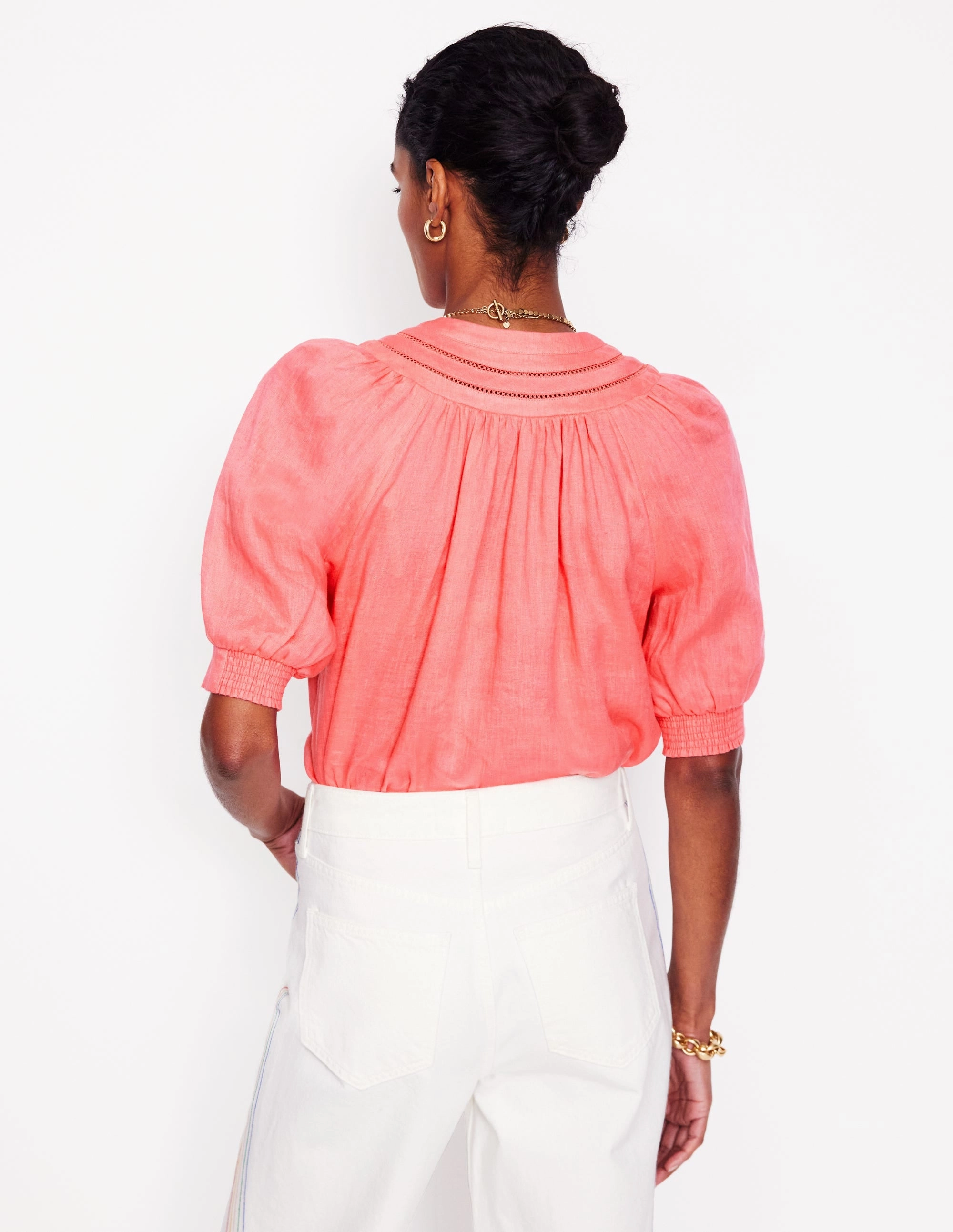 Bea Linen Top-Azealia Pink Durable Stitching