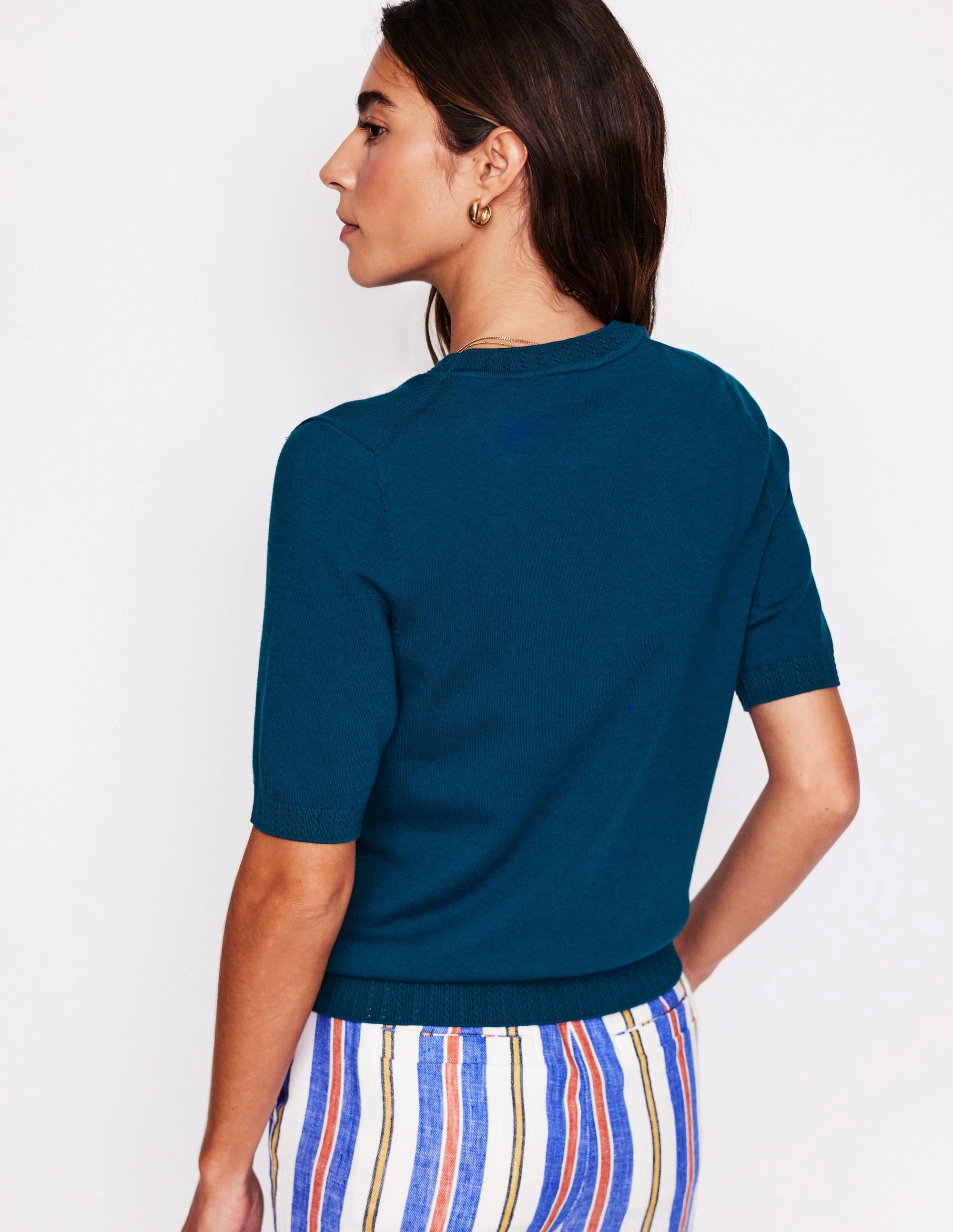 Emilia Cotton Crew T-shirt-Harbour Blue Weekend Vibes
