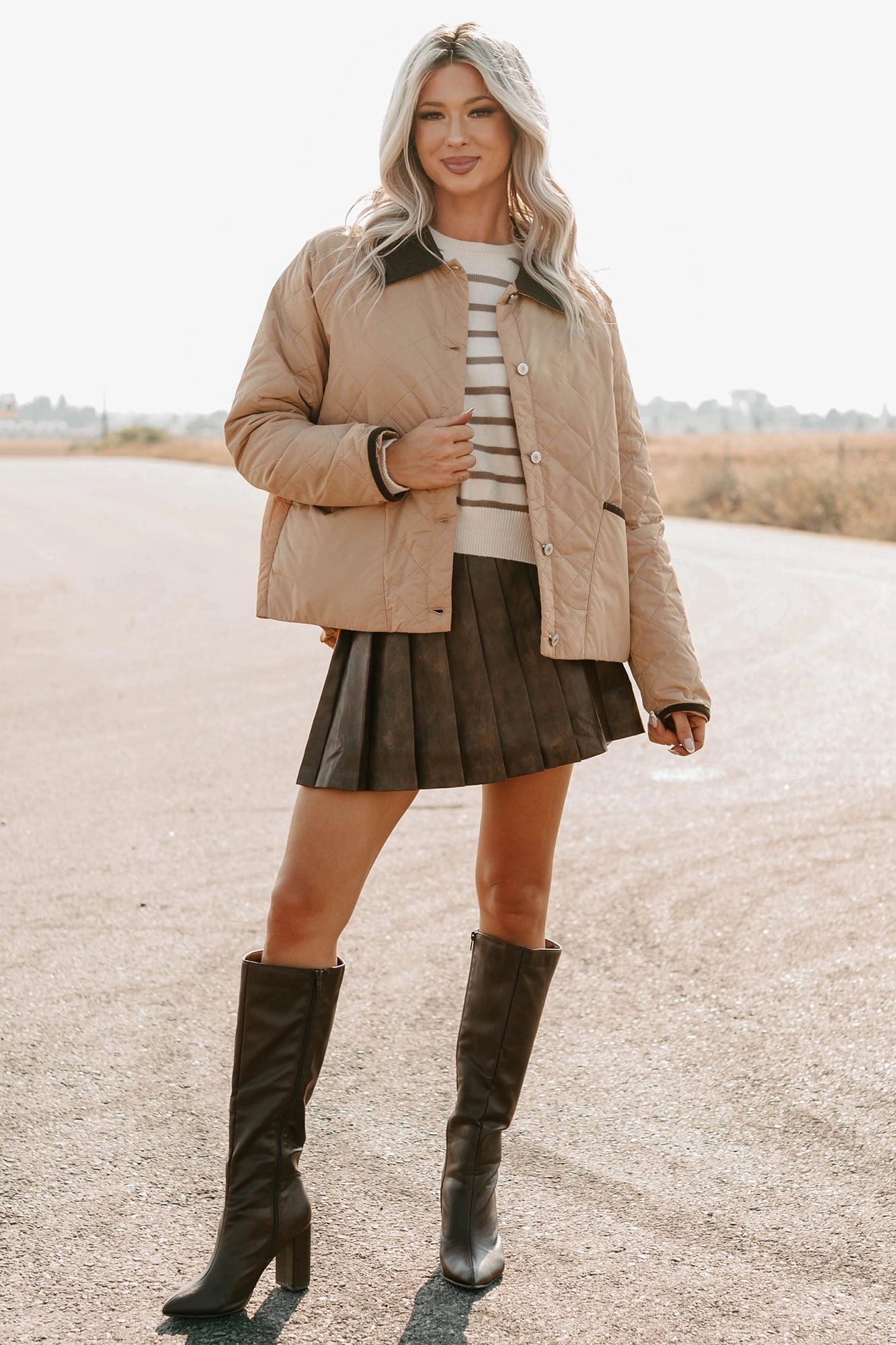 Relationship Minimalist Up & Coming Quilted Barn Jacket (Camel)