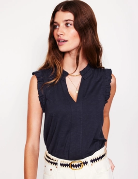 FrayResistant Fabric EcoFriendlyBlend Lola Sleeveless Top-Navy